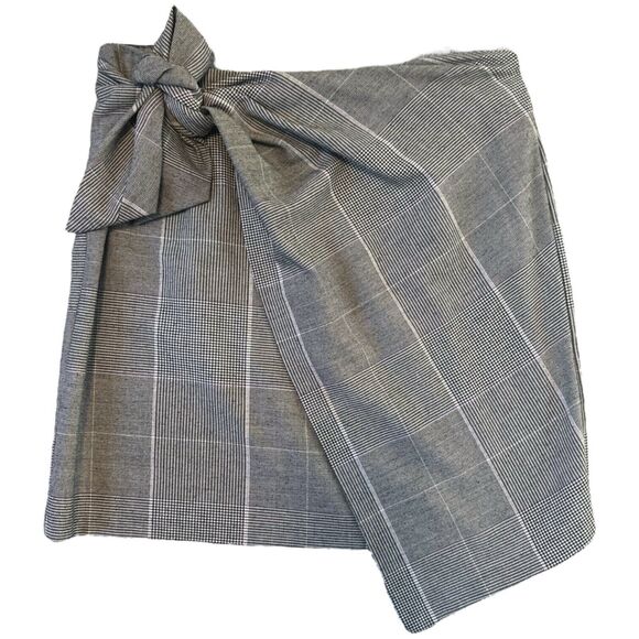 Who What Wear Skirt Womens 8 Wrap Plaid Black Asymmetrical Clueless Prep Ivy - Picture 1 of 14